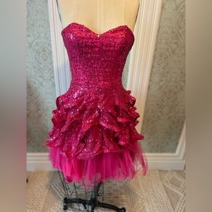 Betsey Johnson, dark pink sequins. strapless dress Size 4